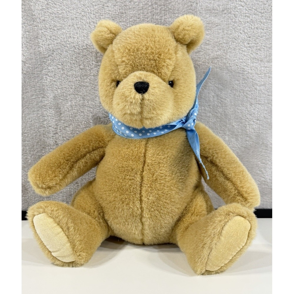 Vintage 2001 GUND Disney Classic Pooh Bear Plush Winnie the Pooh Blue Ribbon 8"